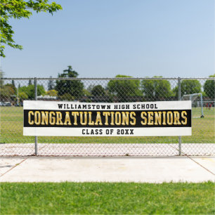 Congratulations Seniors White Black Gold Banner
