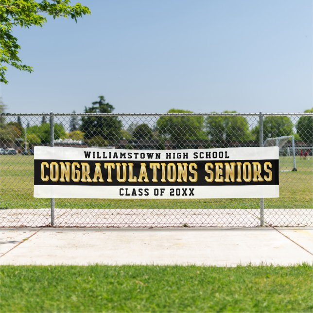 Congratulations Seniors White | Black | Gold Banner (Insitu)