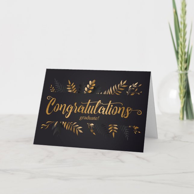Congratulations Simple and Elegant Botanical Grad Card (Front)