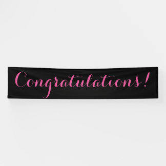 Congratulations simple black pink banner sign