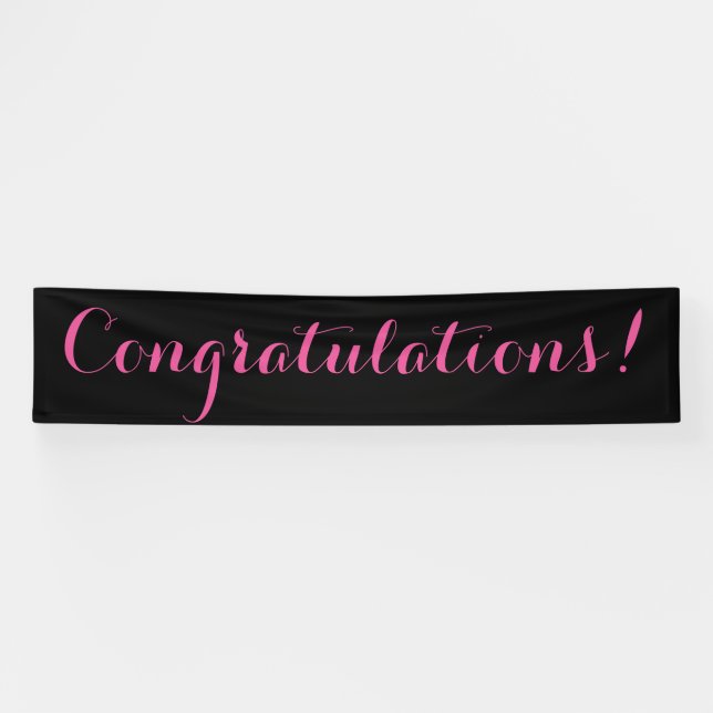 Congratulations simple black pink banner sign (Horizontal)