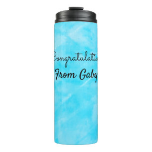 congratulations simple blue hanpainted watercolor thermal tumbler