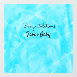 congratulations simple blue hanpainted watercolor window cling