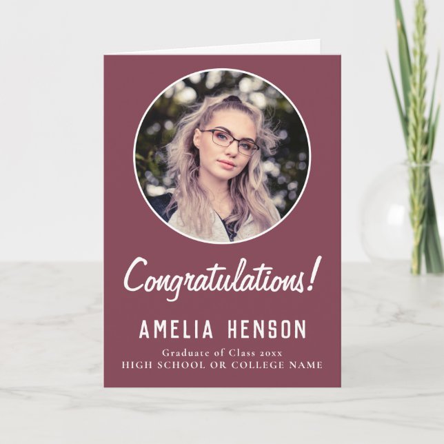 Congratulations Simple Graduate Photo Graduation  Card (Front)