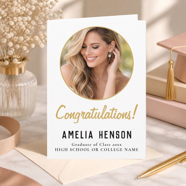 Congratulations Simple Graduate Photo Graduation Card (Creator Uploaded)