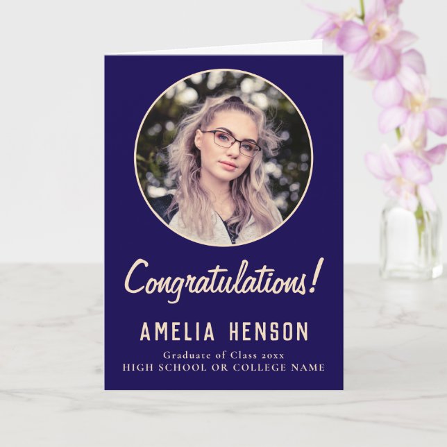 Congratulations Simple Graduate Photo Graduation  Card (Orchid)