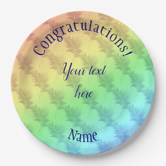 Congratulations Soft Rainbow Colours Personalized  Paper Plate (Front)