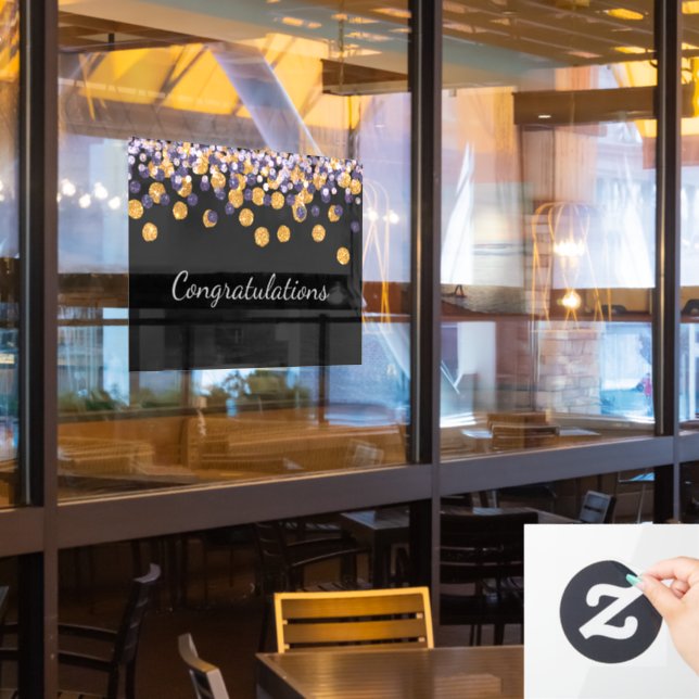 Congratulations Sparkle Glitter Drop Window Cling (Restaurant Window)