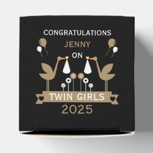 Congratulations Stalk Delivery Of Twins Favor Box