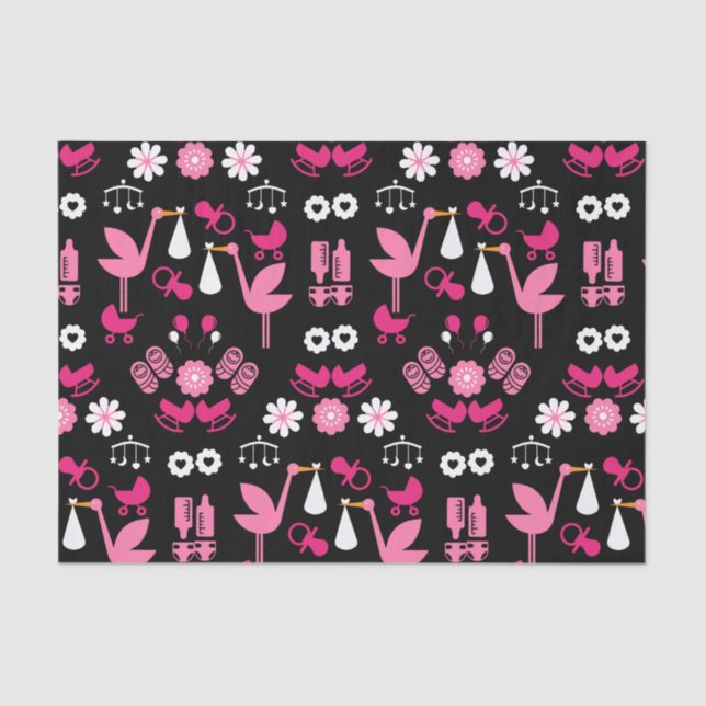 Congratulations Stalk Delivery Twin Girls Tissue Paper (Front)
