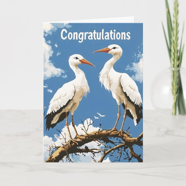 Congratulations Storks Nature Holiday Card (Front)