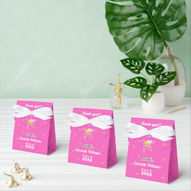 Congratulations Super Grad Pink-Editable Text Favor Box (Multiple)