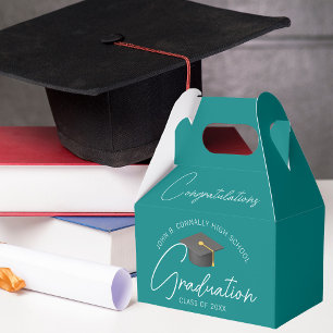 Congratulations Teal 2025 Graduation Party Favor Box