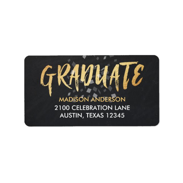 Congratulations text confetti scripted Graduation Label (Front)
