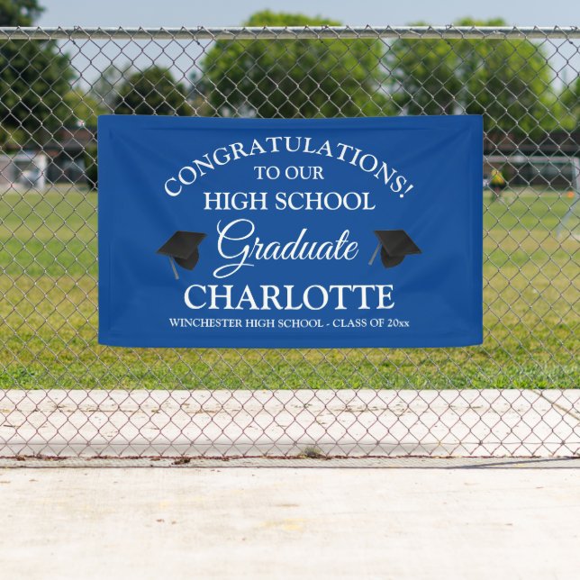Congratulations to our graduate blue custom text banner (Insitu)