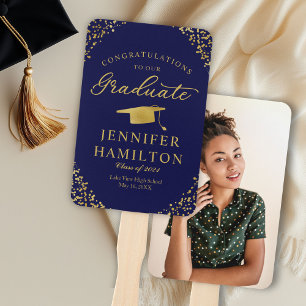 Congratulations To Our Graduate Gold Confetti   Hand Fan
