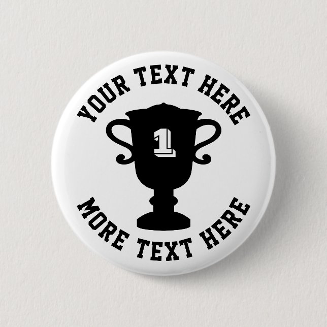 Congratulations trophy cup 1st place prize 2 inch round button (Front)