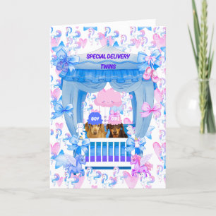 Congratulations Twins Greeting Card