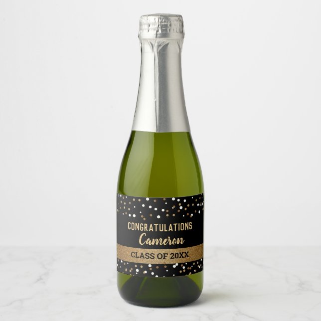 Congratulations University Graduate Name and Year Sparkling Wine Label (Front)
