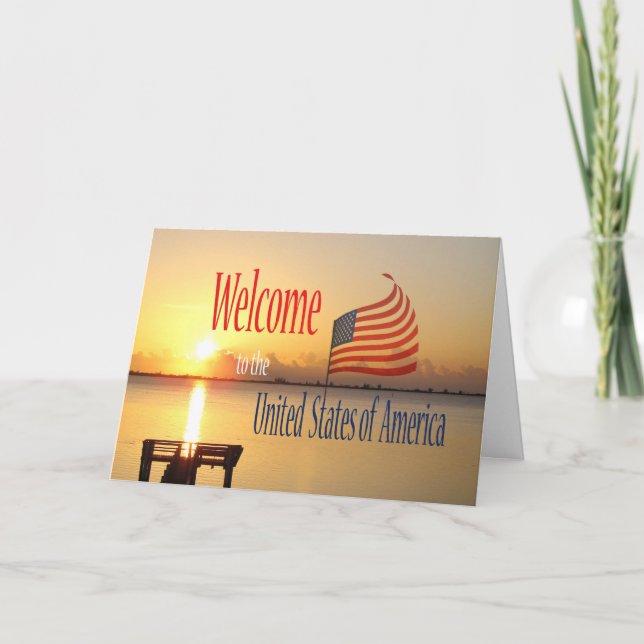 Congratulations US Citizenship US Flag and Sunrise Card (Front)