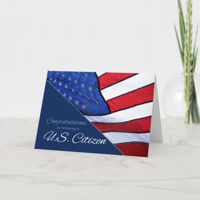 Congratulations US Citizenship US Flag Card (Front)