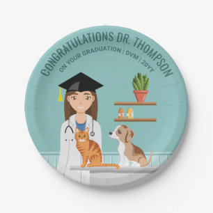 Congratulations Veterinarian Doctor DVM Graduation Paper Plate