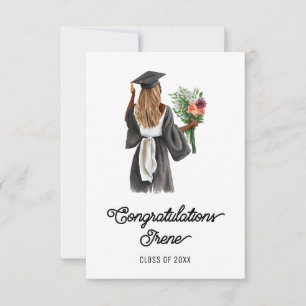 Congratulations Watercolor Dark Skin Girl Flowers