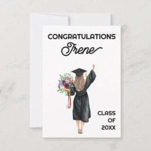 Congratulations Watercolor Graduate Girl Flowers 