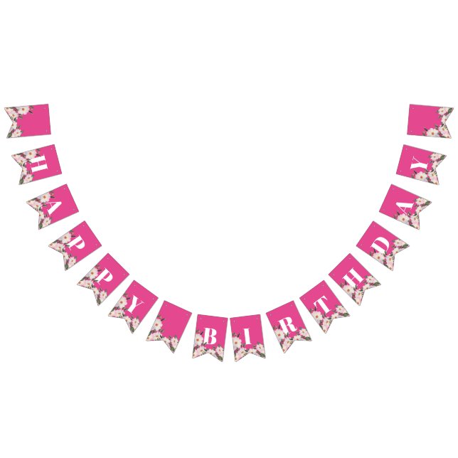 Congratulations Watercolor Pink Roses Ballerina Bunting Flags (All)
