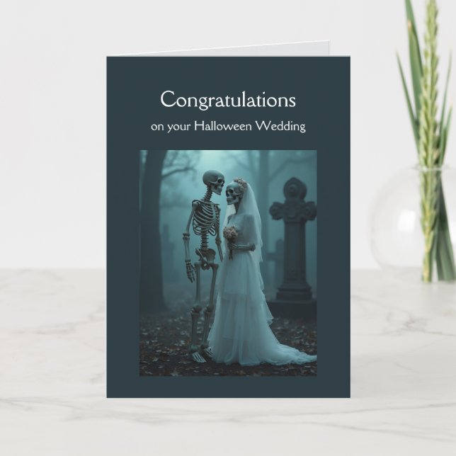 Congratulations Wedding Skeleton Couple Vintage  Card (Front)