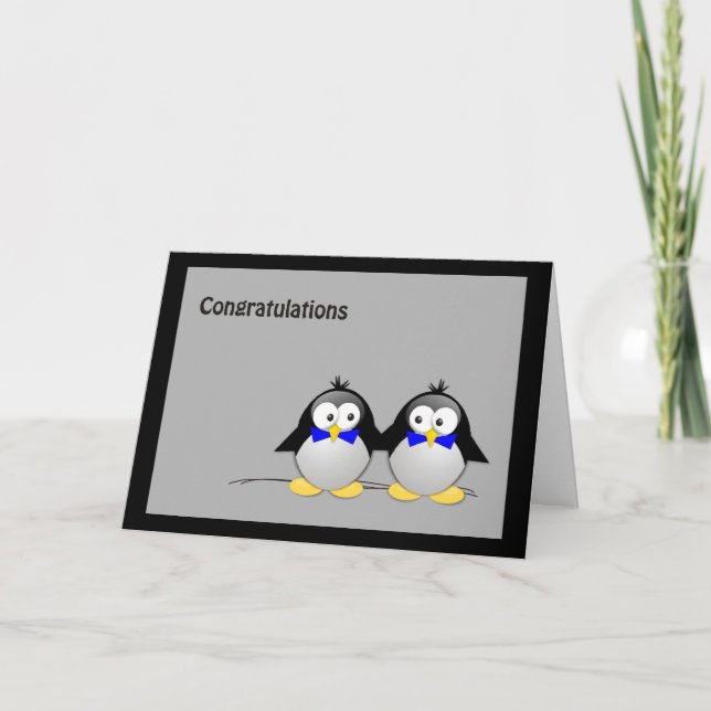 Congratulations Wedding/ Union Gay- Penguins Card (Front)