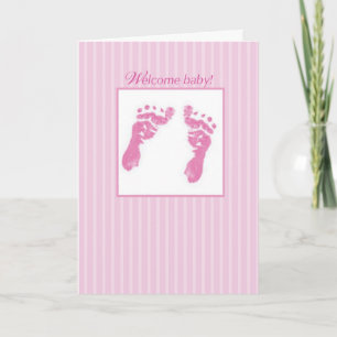 Congratulations, Welcome New Baby Girl, Footprints Card
