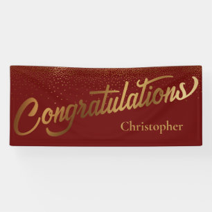 Congratulations with Gold Confetti Burgundy Banner