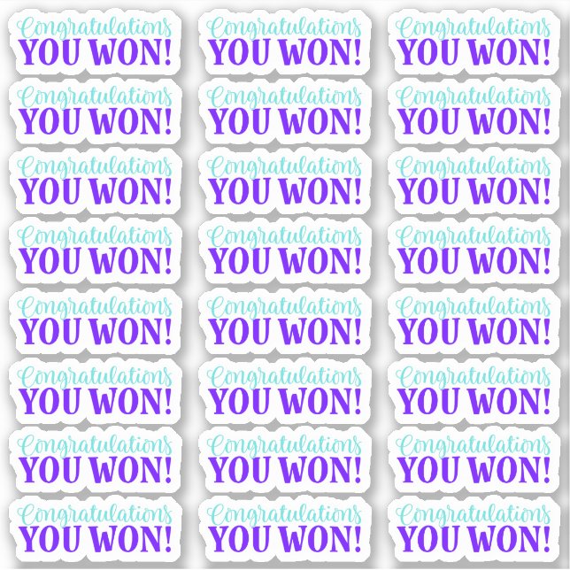 Congratulations! You Won! Vinyl Sticker (Front)