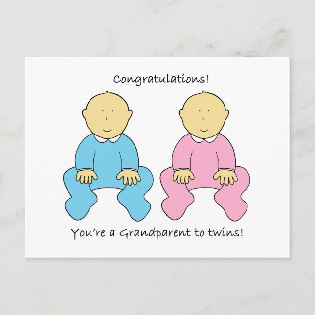Congratulations You're a Grandparent to Twins Postcard (Front)