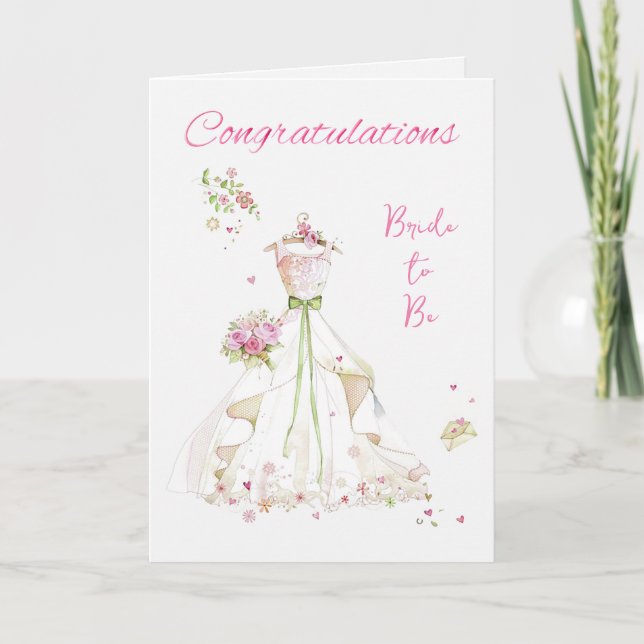 CongratulationsBlushing Bride in Bloom Bride to Be Card (Front)