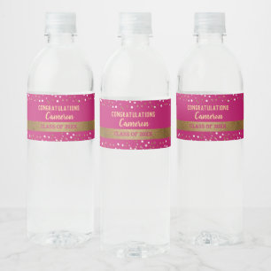 Congratulationsl Pink black Custom Graduation Water Bottle Label