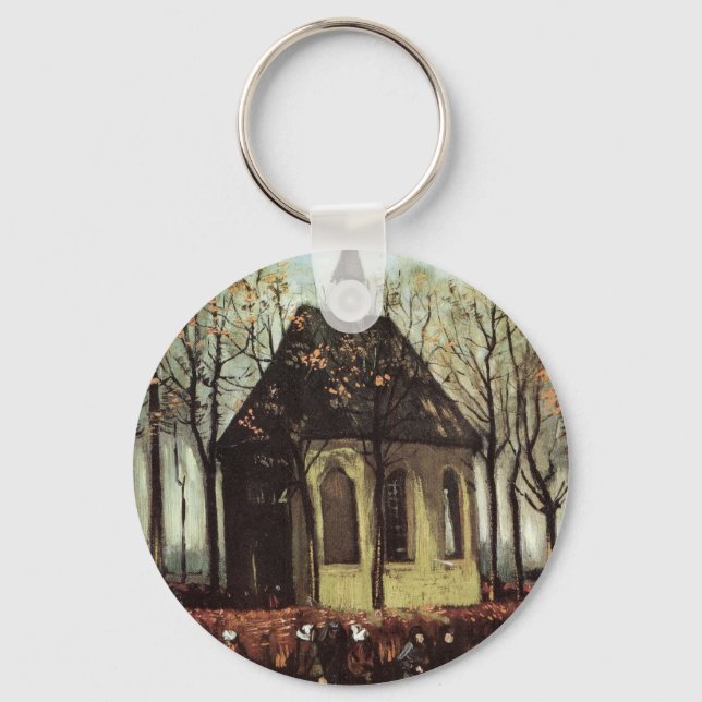 Congregation at Church, Nuenen by Vincent van Gogh Keychain (Front)