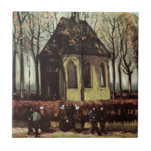Congregation at Church, Nuenen by Vincent van Gogh Tile
