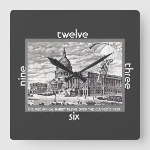 Congress is Cuckoo Mechanical Rabbit Square Wall Clock