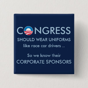 Congress Needs Uniforms 2 Inch Square Button