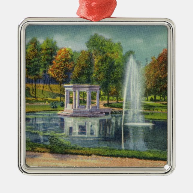 Congress Park War Memorial View Metal Ornament (Front)