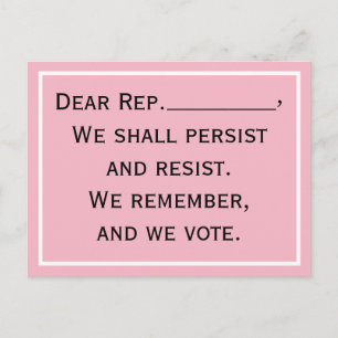Congress Persist Resist Remember Vote Postcard