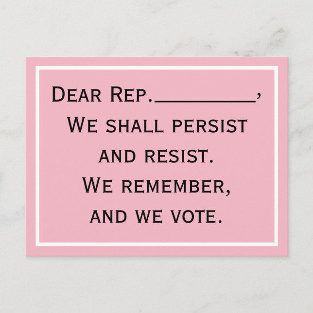 Congress Persist Resist Remember Vote Postcard (Front)
