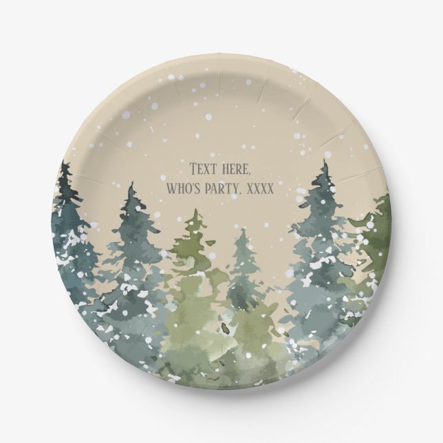 Conifer, Pine Tree, Evergreen Paper Plate (Front)
