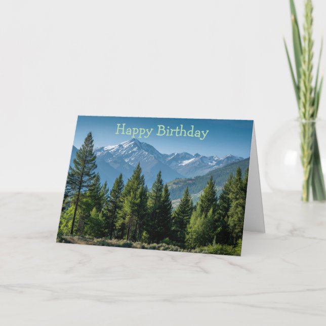 Coniferous Trees with Mountain Background Card (Front)