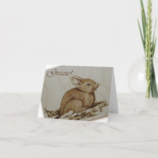 Coniglietto - Grazie! - Pyrography Thank You Card