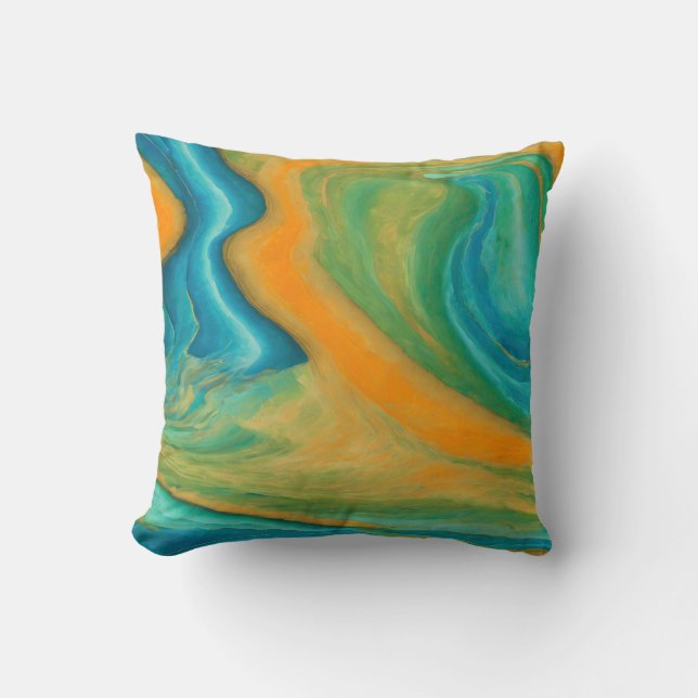 “Conil”. A Colourful Abstract Blend Throw Pillow (Front)