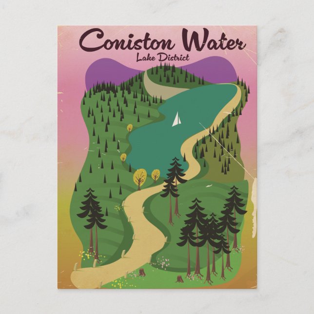 Coniston Water Lake District Holiday Postcard (Front)