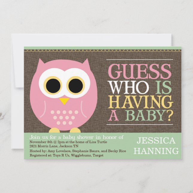 Conjecture qui invitation de baby shower (Devant)